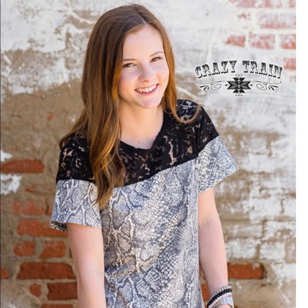 Lace snake print top